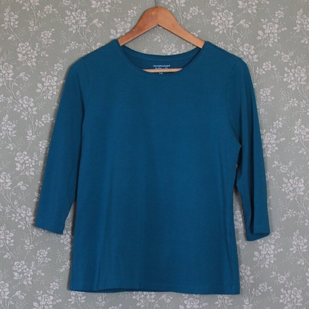 Christopher & Banks | Turquoise 3/4 Sleeve Cotton Top